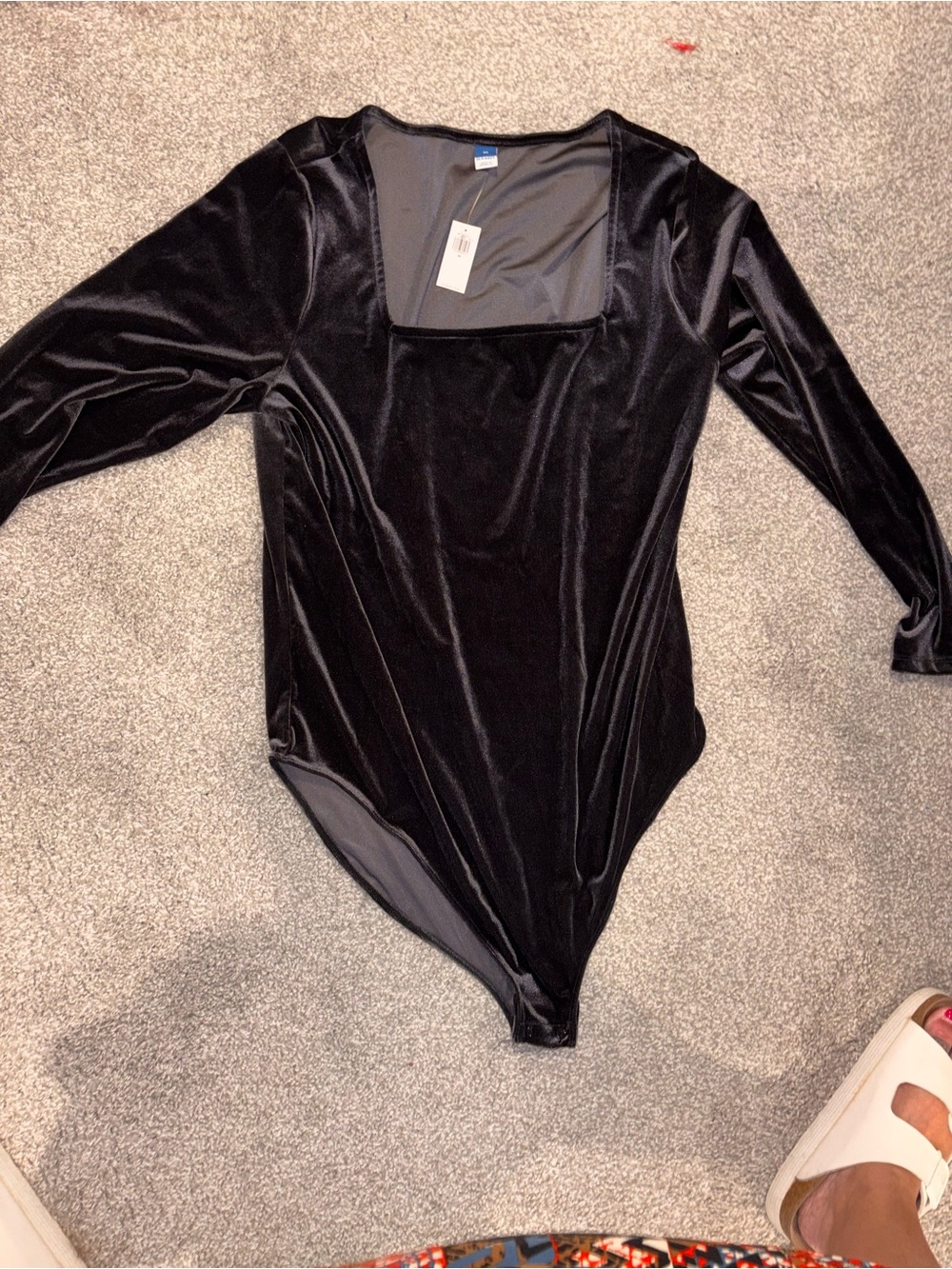 Old Navy Women's Black Velvet Long-Sleeve Bodysuit